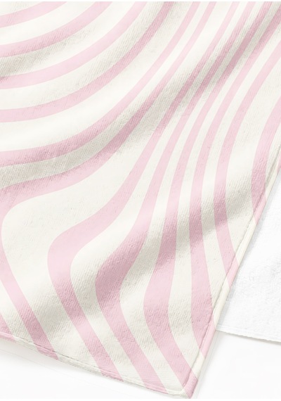 Modern Soyut Dalgalı Çizgili Plaj Havlusu - Pembe Ekru Retro Akışlı Hızlı Kuruyan Mikrofiber Havlu Çok Renkli