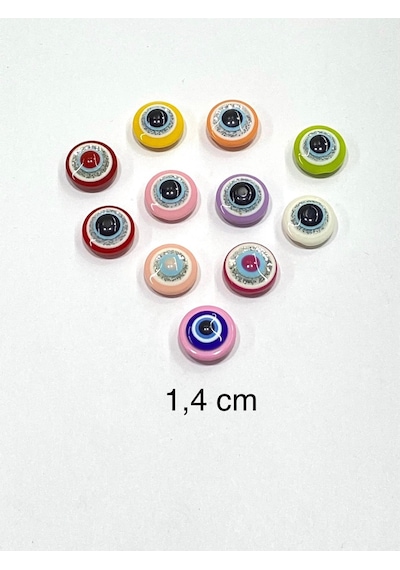 Bebek Düğmesi / Nazar Boncuğu Model 2 / 10 Adet / - Fıstık Yeşili