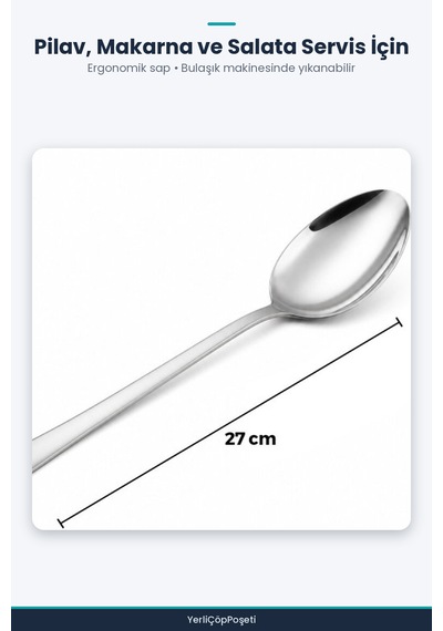 Paslanmaz Çelik Servis Kaşığı 27 Cm