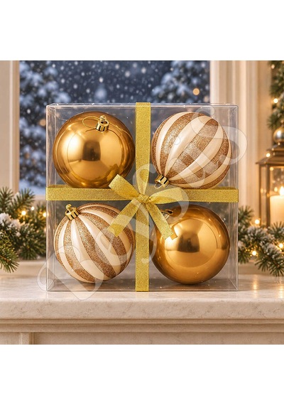 Beysüs Yılbaşı Çam Ağacı Süsü 4 Lü Rose Gold Top 10 Cm