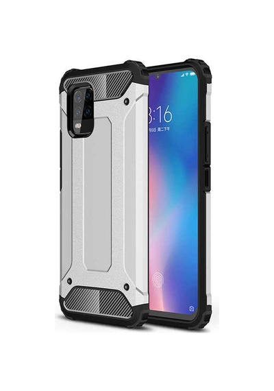 Noktaks - Mi 10 Lite Uyumlu - Kılıf Çift Katman Zırh Tank Crash Military Kapak - Gri Gri