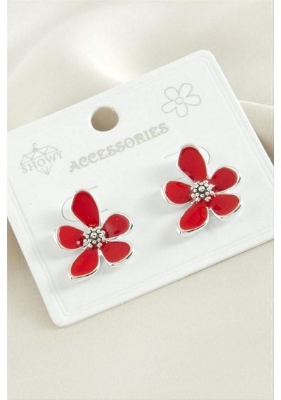 Ilkeshop Çiçek Mineli Küpe - Gümüş Rengi 78146999