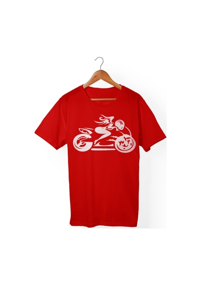 Kadın Beyaz Baskılı Kırmızı T-shirt kırmızı