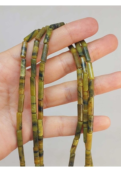 Bileklik Boy Yeşim Taşı Silindir Kesim 4x12.5mm Yarım Dizi 49388 18cm Uzunluğundadır Çok Renkli