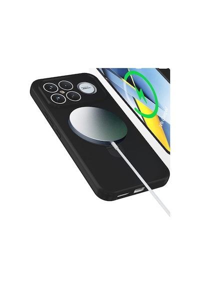Xiaomi Poco F8 Ultra Kılıf Magsafe Şarj Özellikli Standlı Sensitive Touch Samara Kapak Siyah