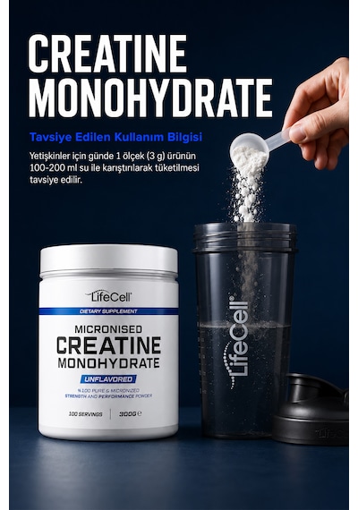 Creatıne Monohydrate 300 G 200 Mesh Mikronize Aromasız Kreatin 3000 Mg