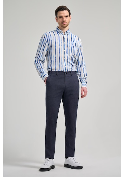 İmza Koyu Lacivert Kendinden Desenli Yan Cep Slim Fit Jogger Pantolon 1003250161 Koyu Lacivert