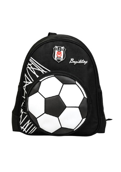 Beşiktaş Lisanslı 3d Futbol Topu Baskılı Anaokulu Çantası - 2 Bölmeli Küçük Boy Sırt Çantası Siyah - Beyaz