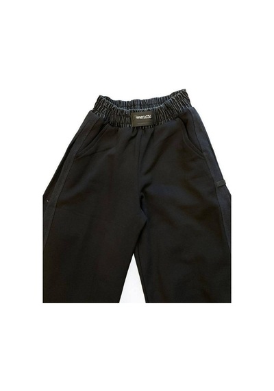 Zekids Kız Çocuk Yanları Denim Garnilli 2 İplik Pantolon-15038 Siyah