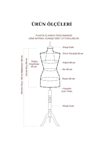 6 Adet Vitrin Amaçlı 36 Beden Terzi Vitrin Mankeni İğne Batmaz -