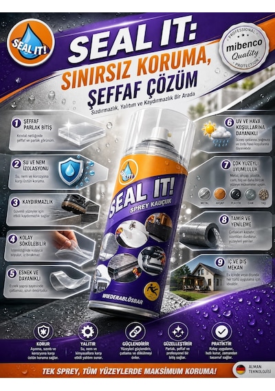 Sıvı Kauçuk İzolasyon Ve Yalıtım Spreyi Seal It 400ml