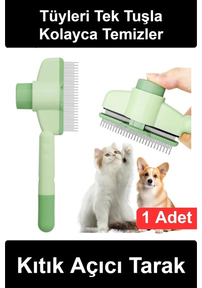 Kıtıkaçıcıtarak Basmalı Otomatik Temizlemeli Kedi Köpek Tüy Toplama Tarağı Evcil Hayvan Bakım Fırça