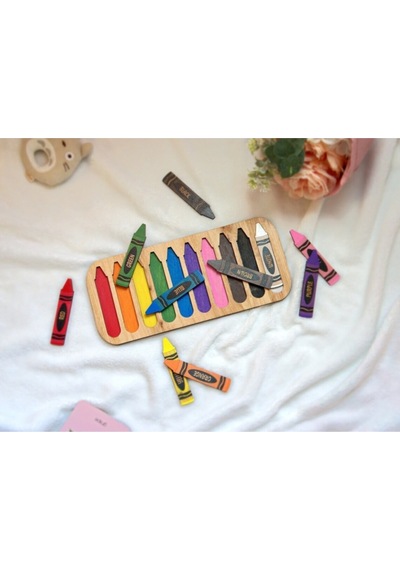 Ahşap Pastel Boya Ingilizce Renk Eşleştirme Oyunu Puzzle