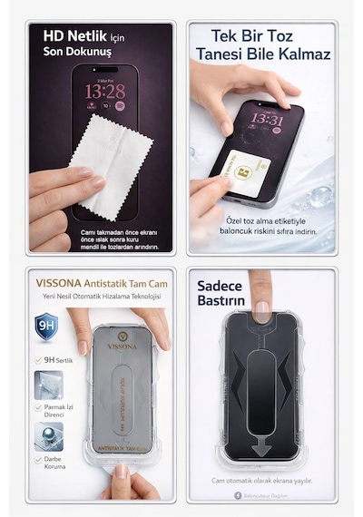 Apple Uyumlu iPhone 17 Pro Hayalet Ekran Koruyucu % 100 Cam Temperli Kolay Kurulum Aparatlı