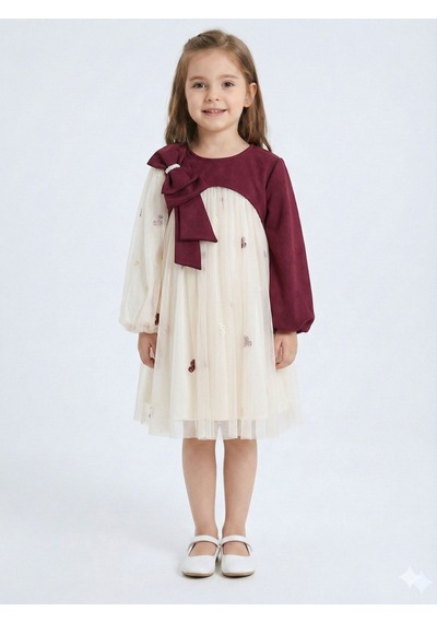 Xo Kids Bordo Kollu Fiyonk Detaylı Çiçek İşlemeli Tüllü Kız Çocuk Elbise 4-10 Yaş 4419 Ekru Xo Kids Bordo Kollu Fiyonk Detaylı Çiçek İşlemeli Tüllü Kız Çocuk Elbise 4-10 Yaş 4419 Ekru