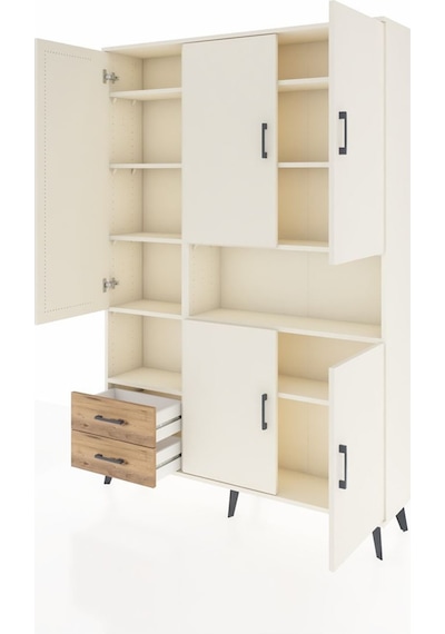 Arges Dolap 10 Raflı 2 Çekmeceli 5 Kapaklı 132x30x195 Aytaşı-aytaşı/çam Aytası/atlas Çam