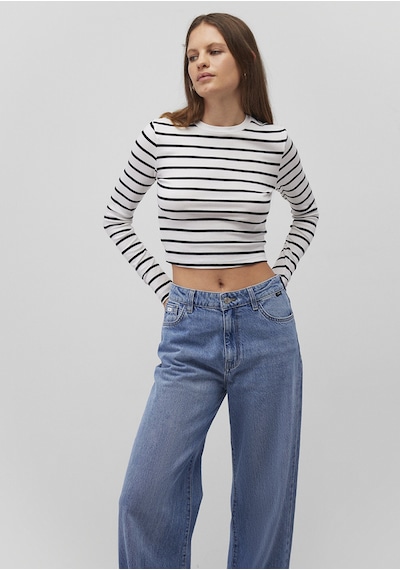Mavi - Uzun Kollu Siyah Crop Basic Tişört 1612822-85407 Siyah