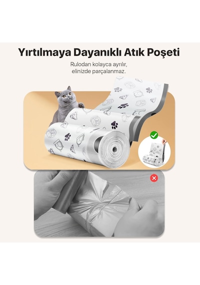 Çöp Torbası - Akıllı Kedi Tuvaletleri İle Uyumlu Kokulu & Büzgülü Çöp Torbası - Ubpet C10 Pro Ve Ubpet C20 Uyumlu - 4 Litre Hazne - 50 Adet