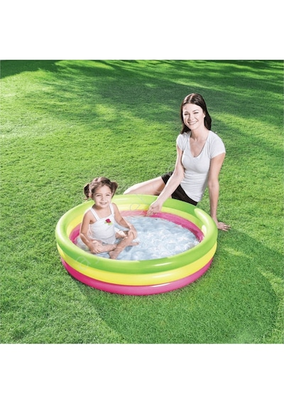 Bestway 3 Bölmeli Şişme Havuz 102x25 51104 Şişme Tabanlı Çok Renkli