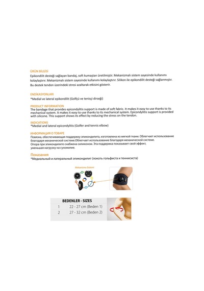 Epikondilit Bandajı Mekanizma Sistem Ayarlanabilir Dirsek Destek Sistemi Orx -fit44