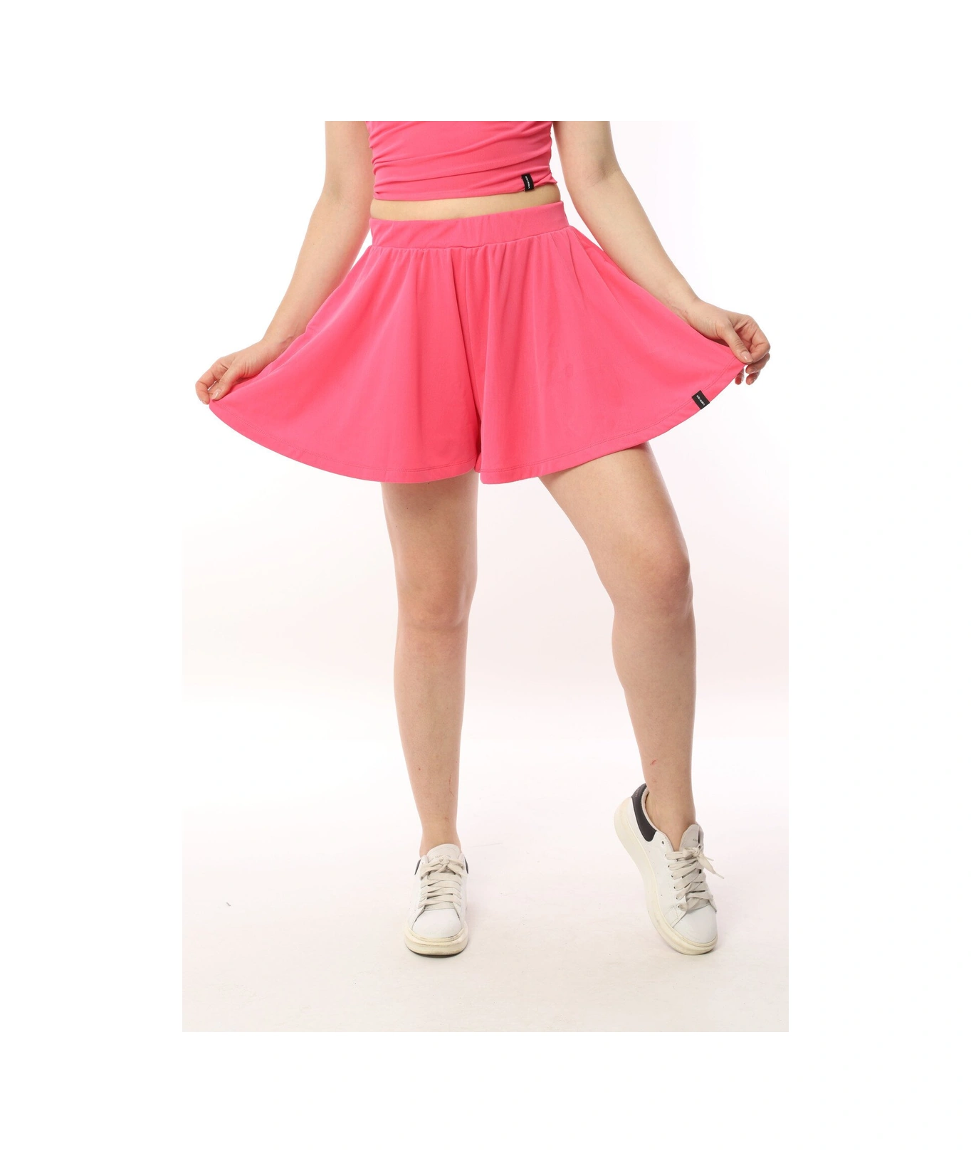 Mamayaga Kadın Beli Lastikli Esnek Spor Şık Günlük Mini Tenis Şort Etek Fuşya