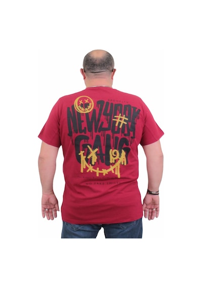 Moc Grande Mocgrande Erkek Büyük Beden Sıfır Yaka Tişört Gang 24132 Bordo-Bordo