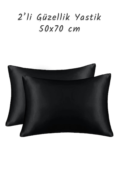 Güzellik Yastığı %100 Ipek Saten 2 Adet Luxury Yastık Kılıfı Siya