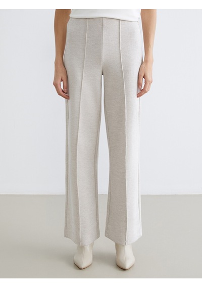 Lcw Comfort Bej Beli Lastikli Geniş Paça Kadın Pantolon