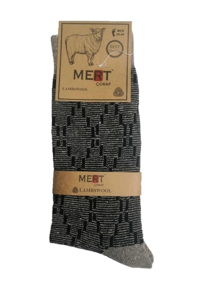 12 Li Paket Mert Erkek Kışlık Yün Çorap Karışık Renk Çok Renkli