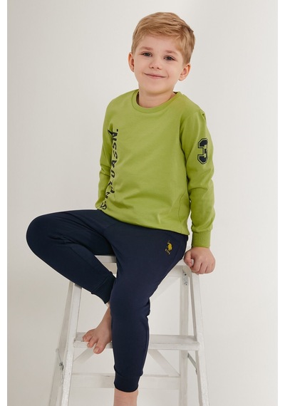 U.s. Polo Assn Multicolored Yeşil Erkek Çocuk Uzun Kol Pijama Takım Fıstık Yeşili