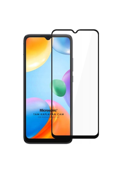 Microsonic Xiaomi Poco C40 Tam Kaplayan Temperli Cam Ekran Koruyucu Siyah