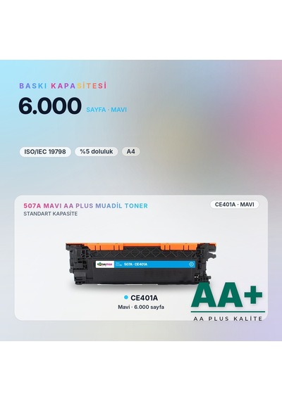 Hp 507a Ce401a Mavi Uyumlu Toner Aa Plus / Laserjet Enterprise 500 M551 / M575 / Pro 500 M570