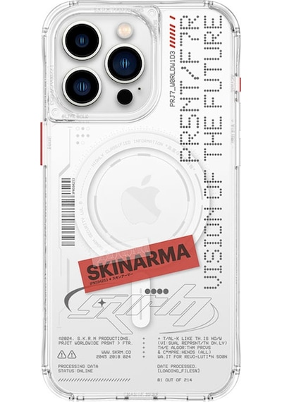 Apple Uyumlu iPhone 15 Pro Max Kılıf Skinarma Magsafe Şarj Özellik Yazı Desenli Airbag Orion Kapak Şeffaf