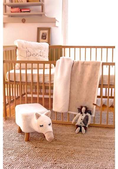 Fluffy Bebek Battaniyesi 80x100 Solid Bej Düz Kundak Puset Çift Taraflı Koyun Tüyü Battaniye 100x80