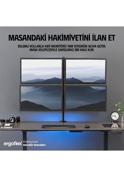 Ef54 Steel Design 2-8 Kg Quad Ekran Asansörlü 13-27inch Monitör Standı