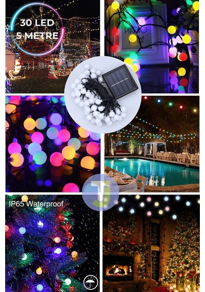 Technojet 30 Led 6m Solar Led Rgb Işık Güneş Enerjili Bahçe Teras Balkon Ağaç Lambası Aydınlatma RGB