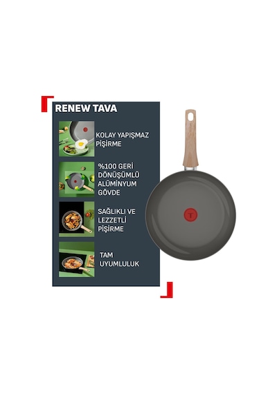 Tefal Renew Artus Seramik Tava - 30 Cm 08 Gri