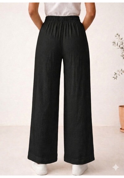 Estewoman Estewomanfashion Müslin Pantolon %100 Pamuk siyah