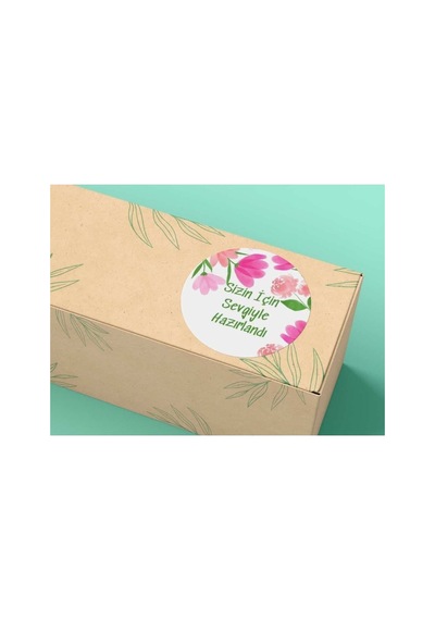 1000 Adet - 4 Cm Çiçekli Eticaret Etiketi Sizin Için Sevgiyle Hazırlandı Mat Sticker Çok Renkli