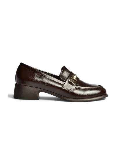 Fox Shoes Z820106460 Kahverengi Rustik Kalın Topuklu Loafer Ayakkabı
