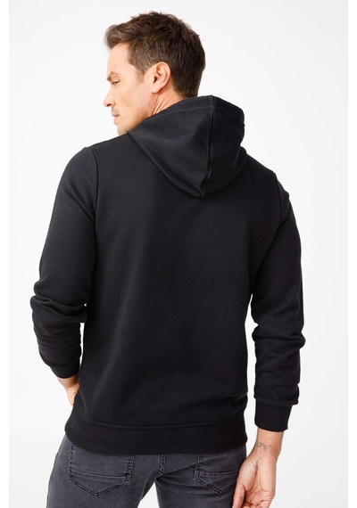 Igs İgs Erkek Siyah Modernfıt / Ekstra Dar Kalıp Kapşonlu Fermuarsız Sweatshirt Siyah
