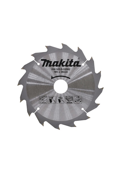 Makita D-52582 Ahşap Ağaç Daire Testere Bıçağı 16 Diş 185Mmx30Mm