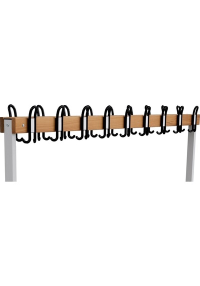 Ayakkabılıklı 6 Ayaklı Çift Taraflı Bank, Kanca Şeritli Bank, 18 Kanca, 200x85x170 Cm, Spor Bankı