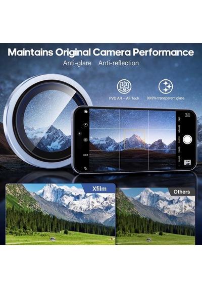 Apple Uyumlu iPhone 17 Kamera Koruyucu Gece Çekim Destekli Premium Safir Lens Koruma Parlak Temperli Cl-12