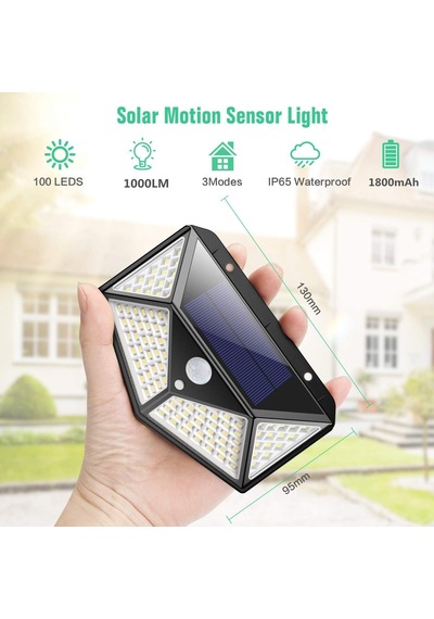 Dış Mekan İçin Solar Lambalar, 270 Dört Taraflı Aydınlatma - 2200mah, 100 Led Güneş Enerjili Lamba, Hareket Se
