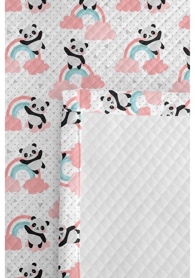 Evimde Bambaşka Panda Gökkuşağı Pembe Kız Çocuk Pike Takımı-pastel Bulut Mint Bebek Odası Yatak Örtüsü-160x220 CM Evimde Bambaşka Panda Gökkuşağı Pembe Kız Çocuk Pike Takımı-pastel Bulut Mint Bebek Odası Yatak Örtüsü-160x220 CM