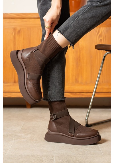 Dabab Shoes Katiana Kadın Kahve Lastik Detaylı Rahat Kalın Taban Triko Spor Bot Kahverengi Dabab Shoes Katiana Kadın Kahve Lastik Detaylı Rahat Kalın Taban Triko Spor Bot Kahverengi