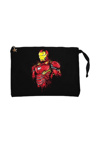 Iron Man Armor Siyah Clutch Astarlı Cüzdan / El Çantası Siyah