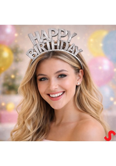 Happy Birthday Plastik Taç - Gümüş 0-99