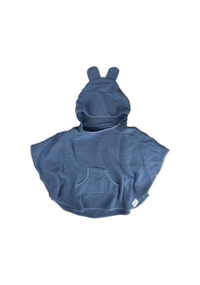 Hafy Baby %100 Organik Pamuklu İndigo 4 Katlı Müslin Panço Indigo